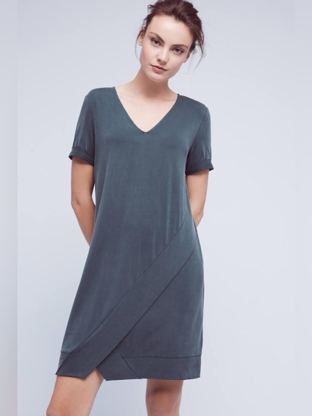 Anthropologie Dolan Left Coast green V neck short sleeve dress women’s size M